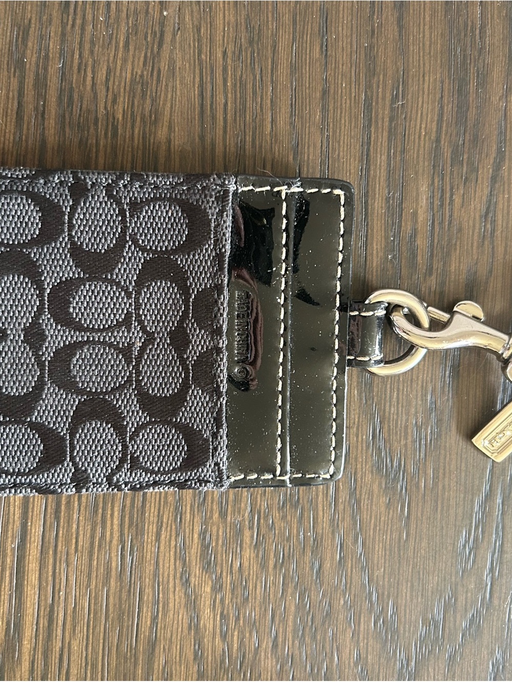 Coach Black Signature Card Holder with Lanyard NWOT UNISEX - Picture 5 of 5